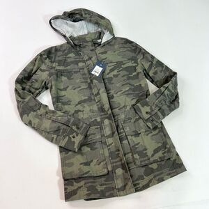 Universal Thread Utility Jacket Womens XS Green Camo Long Sleeves Hooded NWT